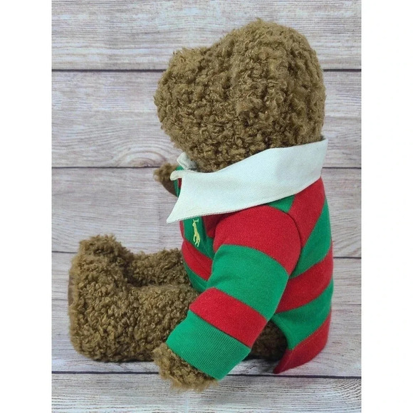 Ralph Lauren Plush Teddy Bear Stuffed Animal Toy Rugby Shirt Red Green 13" 2005 - Picture 3 of 7